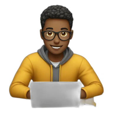 Student studying on a laptop sticker