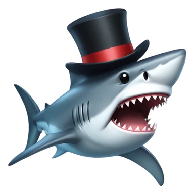 Shark with a top hat on the bottom  sticker