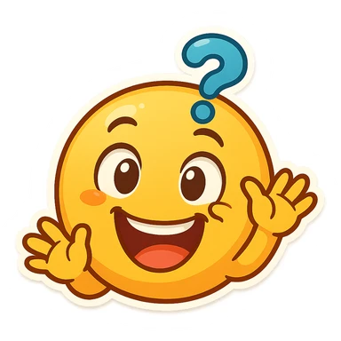 funny emoji for a kids quiz, playful, bright colors, big smile, cartoon style sticker