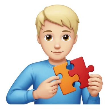 one person playing with single jigsaw puzzle piece. sticker