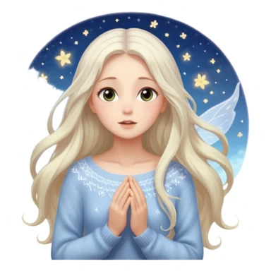 คาแรกเตอร์: ละมุน อาร์ต ๆ อินกับโลกส่วนตัว
ลุคอิโมจิ:

ตาวิ้ง ๆ เหมือนมีหมอกบาง

ผมปล่อยยาวพลิ้ว

เสื้อไหมพรม / ชุดโทนอ่อน
ผิวขาว

ท่ามองฟ้า / กอดแก้มตัวเอง
ฟีล: dreamy, soft light, fairy vibe sticker