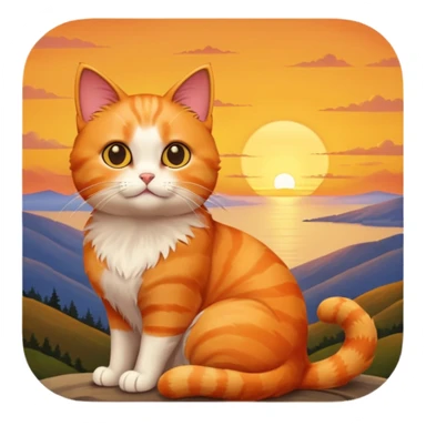 Cat Watching Sunset Scene sticker