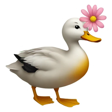 Duck with flower  sticker