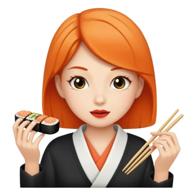 Girl eating sushi sticker