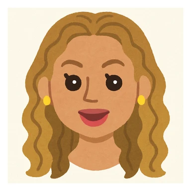Beyonce's head in Irasutoya style, expressive eyes, cartoonish, light colors, approachable vibe sticker