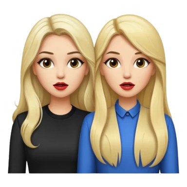 Boujy baddie best friends gossiping, one blonde, one brunette, long hair, trendy heavy makeup sticker