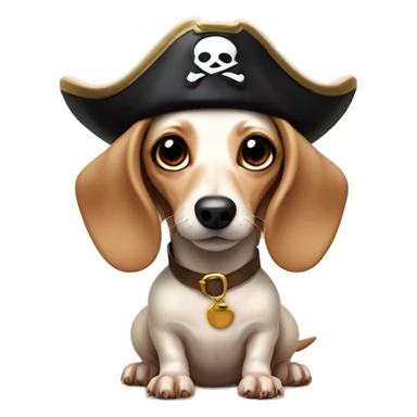 mini cream dachshund with an eye patch and pirate hat sticker