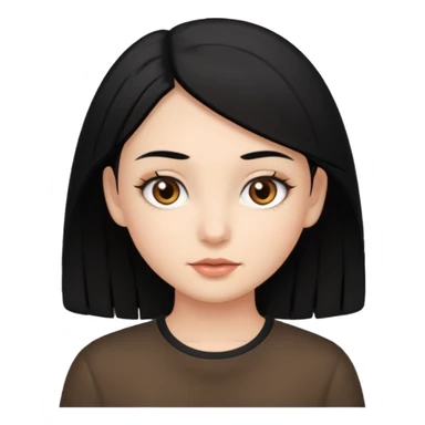 Siyah saçlı (kısa saç) kız beyaz tenli açık orta kahve gözlü kahverengi kaşlı sticker