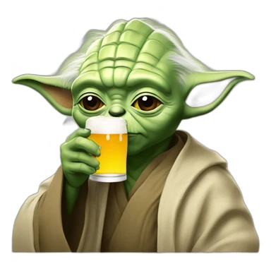Yoda drinking beer sticker