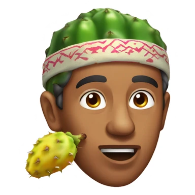 a moroccan man eat a prickly pear sticker