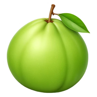A whole green guava fruit with slight yellow tint sticker