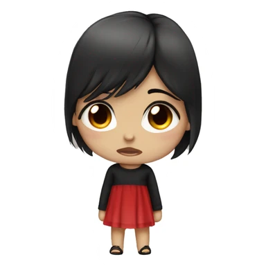 Black Hair Girl Chibi small version Crying with Black Hair and red Eyes sticker