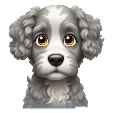 Curly gray puppy sticker