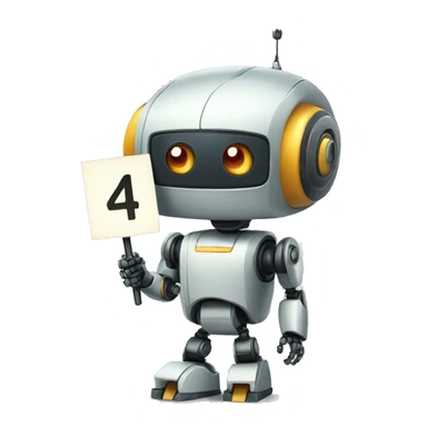 ROBOT HOLDING A SIGN WRITTEN NUMBER FOUR sticker