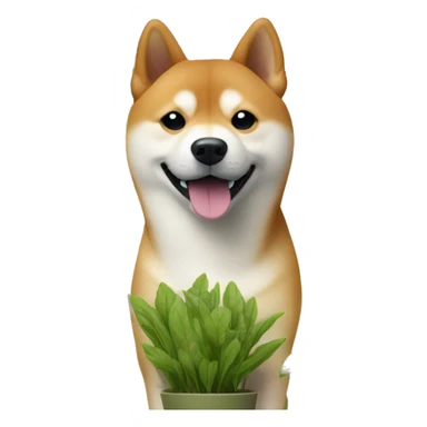 shiba inu among potted plants sticker