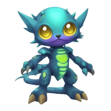 cute cool edgy colorful ethereal alien punk Digimon-Fakemon-animal full body sticker