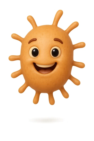 EMOJI STILE IPHONE DI BATTERI INTESTINALI FELICI CHE FLUTTUANO IN ARIA IPERREALISTICO 4K sticker