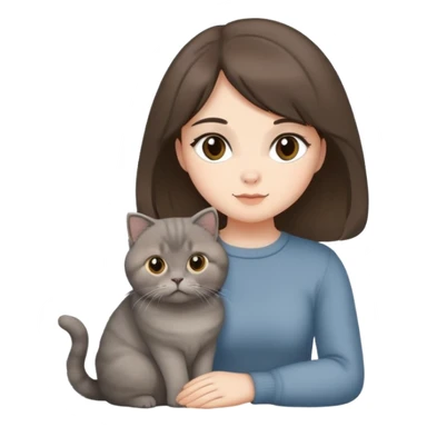 Grey scottish fold cat and brunette woman sticker