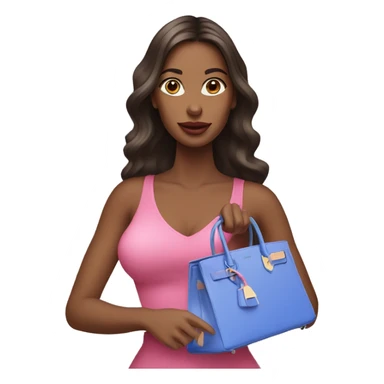 Pretty women holding pink and blue birkin bag sticker
