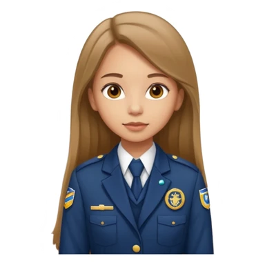 Young girl, long brown straight hair, wearing uniform jacket with hotel name badge, tasteful scarf, stand behind the desk

 sticker