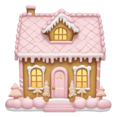 light pink and gold and white gingerbread house sticker