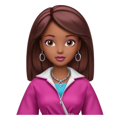 black barbie with brown hair with burgundy highlights  sticker