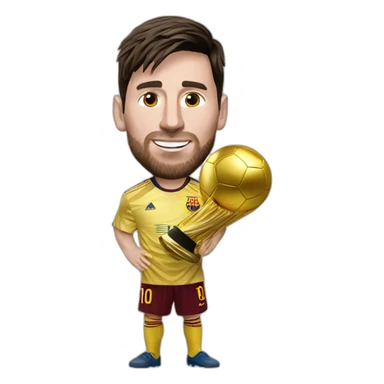 Messi with the ballon d'or sticker