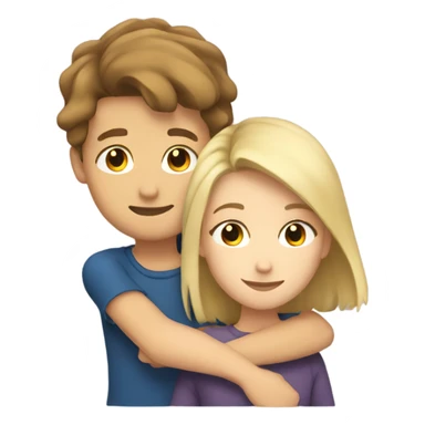 Boy with brown hair hugging a girl with blonde hair  sticker