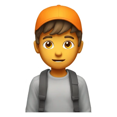 A boy think and emotional 3d image background colour orange  sticker