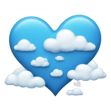 bkue heart with clouds sticker