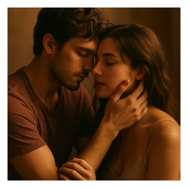 romantic and sensual scene with soft lighting, emphasizing the emotional bond sticker