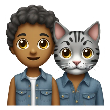 one big cat and one little cat in denim shirts sticker