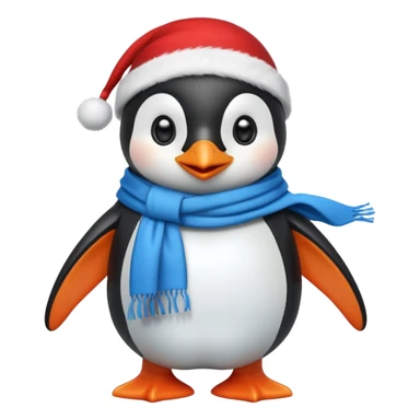 a cute penguin with blue scarve and red hat sticker