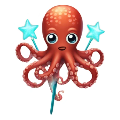 red octopus holding fairy wand sticker