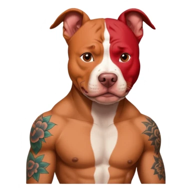 very tattoed pitbull dog with red spky hair sticker
