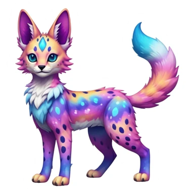 Cute Kawaii Epic Colorful Nebula Sergal-Serval-Vernid full body sticker