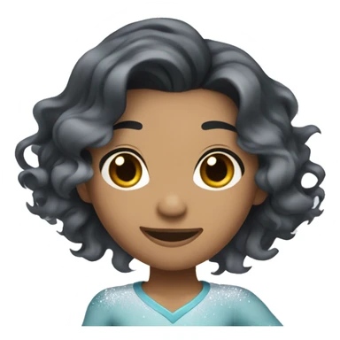 An ice skater with wavy black hair mixed skin color ice skating through the ice sticker