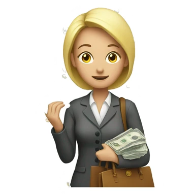 Lady hoarding her money sticker