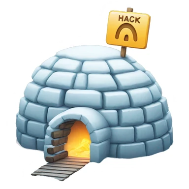 igloo with hack sign on it sticker