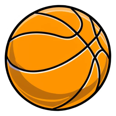 Glossy golden basketball with orange lines sticker