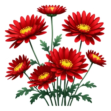 single Bright Red Chrysanthemum, straight stem sticker