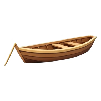 A 3D cartoon small boat floating on estuary water, with nearby reeds and horizon in view, bright lighting, photo frame with border, Memoji-style. sticker