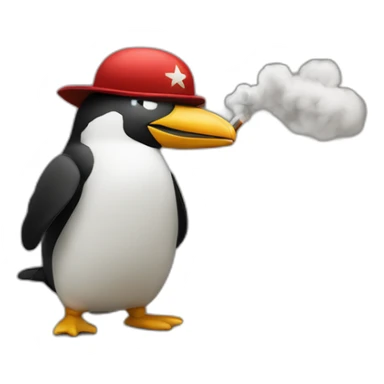 Un pingouin avec la casquette de Che Guevara et fumant un cigare  sticker