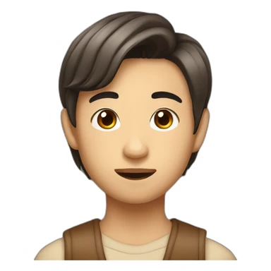 asian boy with brown curtains hairstyle and sharp angled jaw sticker