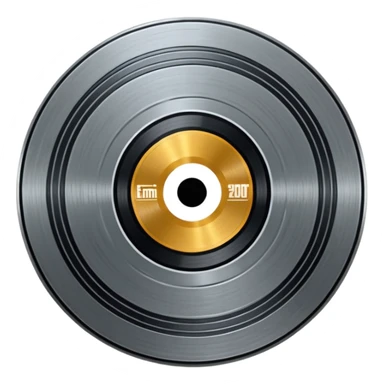 A dark metal platinum music award plaque The center features a relief of a or stylized vinyl record in a slightly darker metallic tone sticker