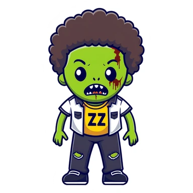 Male zombie emoji with Afro  sticker