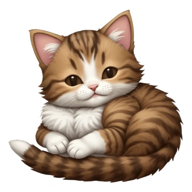 dark brown tabby and white kitten sleeping upside down on its back sticker