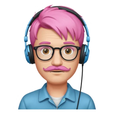 just headphone and spectacles, mustached pink hair guy, no microphone sticker