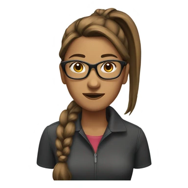 woman with brown ponytail wearing glasses sticker