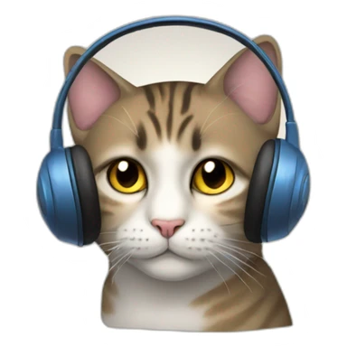 listen music, cat sticker